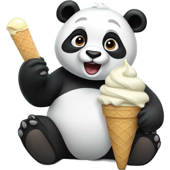 Panda eating ice cream emoji