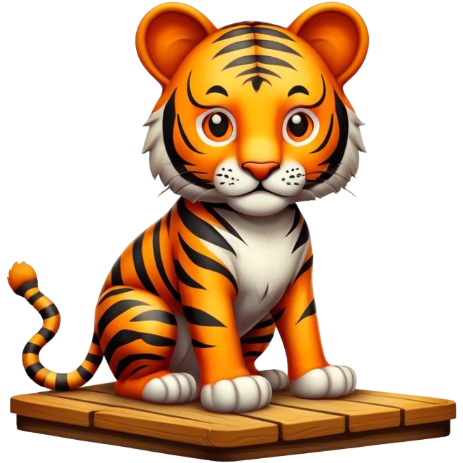 Vintage circus tiger on platform emoji