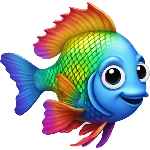 Gay rainbow fish staring at camera emoji