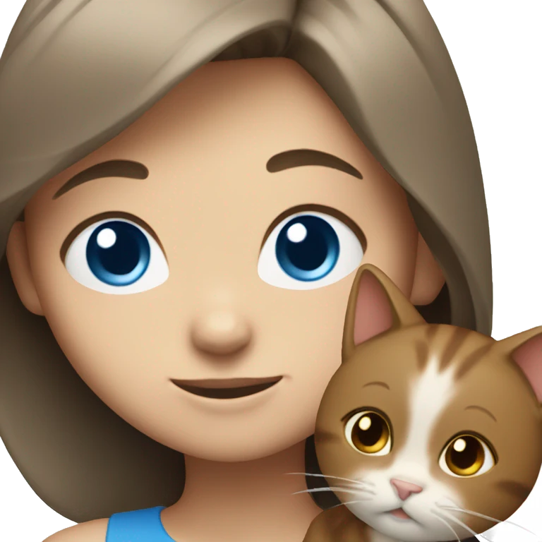 smiling girl with brown hair cat blue eyes emoji