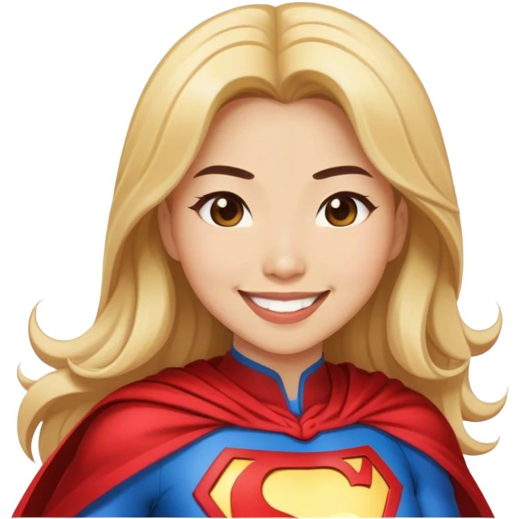 Asian superhero wife with long brown and blonde hair light skin smiling emoji