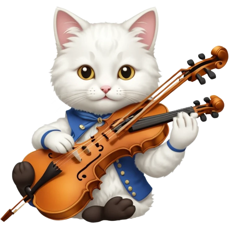 white cat play violin emoji