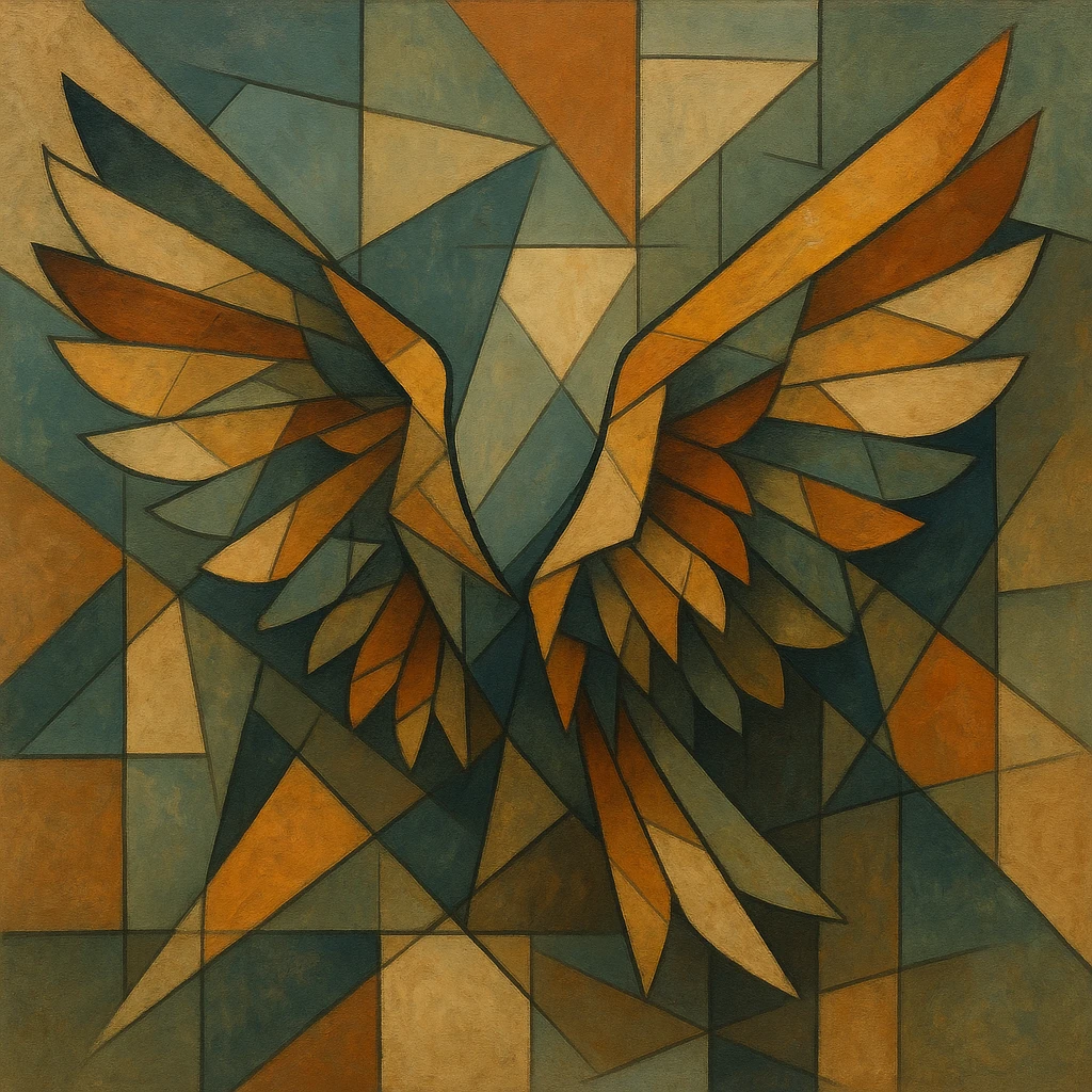 a pair of wings in cubist abstraction style emoji