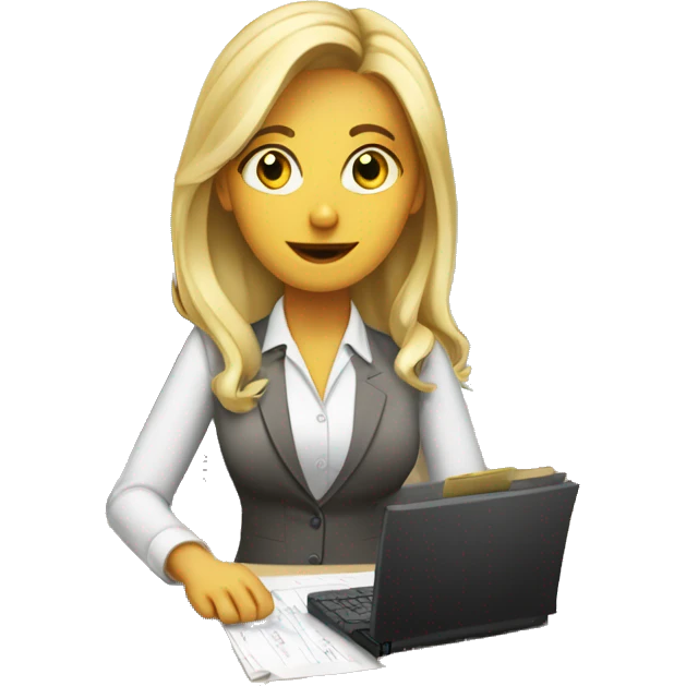 Accounting job girl blonde desk work  emoji
