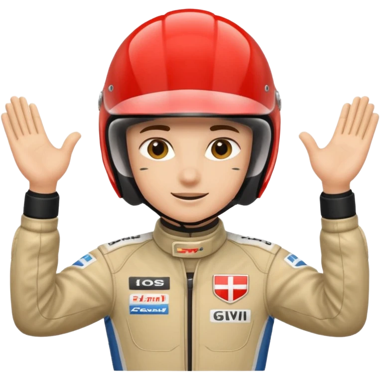Race driver arms streched out emoji