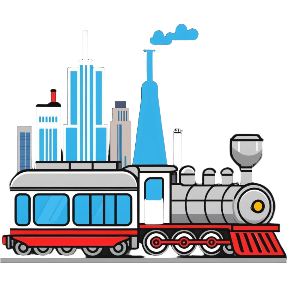 A cartoon locomotive train drinking vodka, with Moscow skyline in background emoji