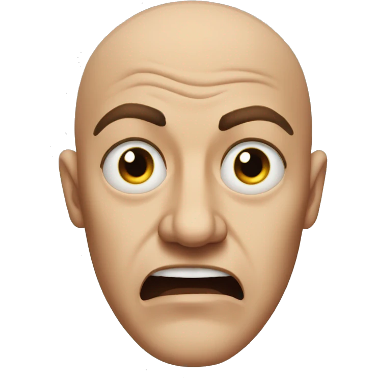 Absurdly bald man eyes filled with rage emoji