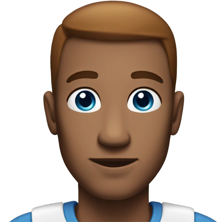 Read head man blue eyes clean shaven with a big forehead  emoji