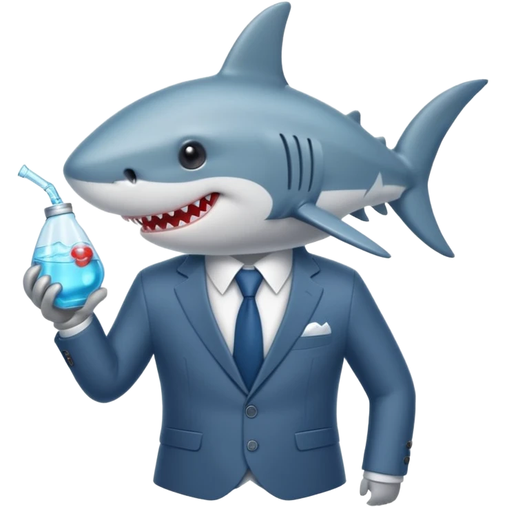 draw a vacuum sealed cute shark in a suit emoji