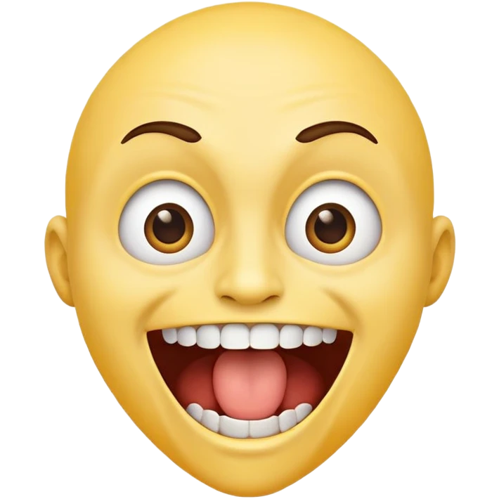 Mouth wide open looking to left eyes to left teeth showing excited yellow face emoji