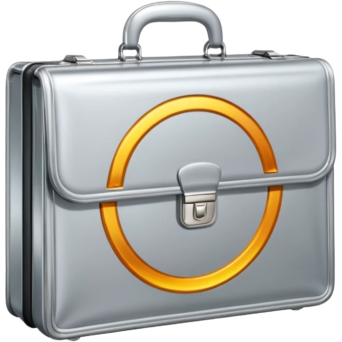 A luxury briefcase emoji made of polished silver chrome, smooth rectangular shape, metallic reflections, minimal high-end design, swag business aesthetic, iOS emoji style, centered, clean white background
 emoji