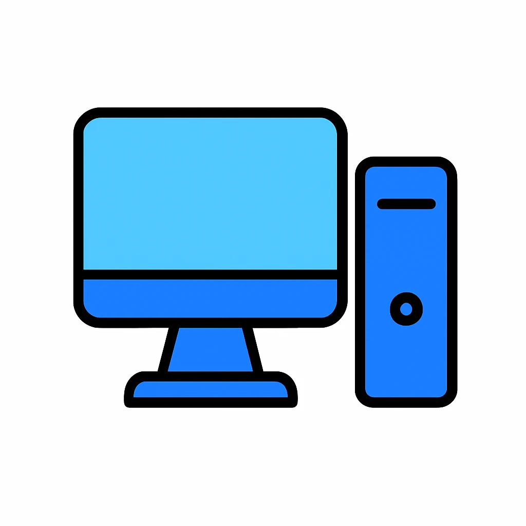 modern minimalist computer icon in line-art style, light and deep blue lines, white background, no shading or gradients, professional clean look, 1:1 aspect ratio, icon style, inspired by AlefStudio branding emoji