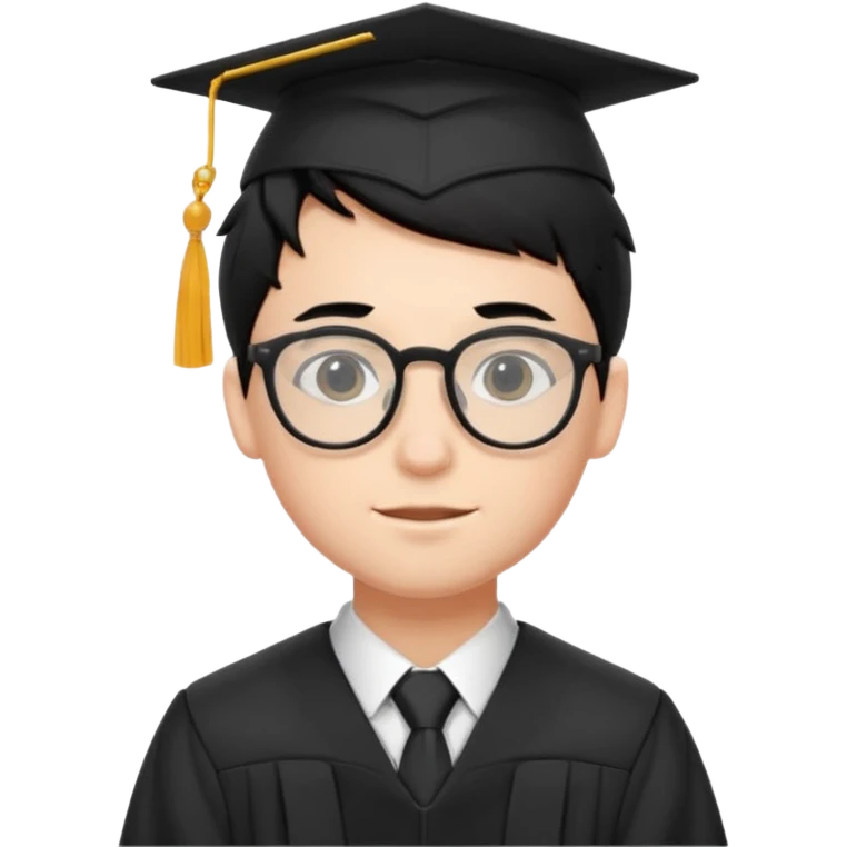 boy with glasses black hair in graduation suit emoji