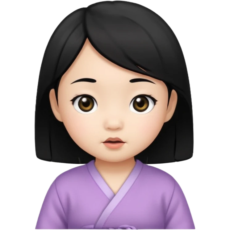 Asian baby girl with black hair black eyes emoji