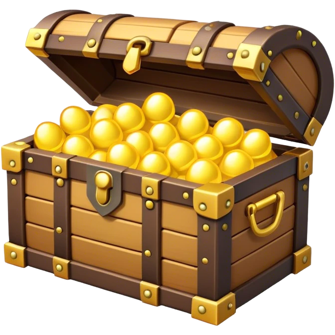 Clash of Clans aesthetic: Cinematic Playful Pixel 3D Treasure Chest Emoji, rendered in a 3D vector-style similar to standard emojis with minimal shading and bold, simplified shapes. A compact, distinct form with signature details, softly glowing with a pixelated adventure charm. Simplified yet unmistakably iconic, highly detailed and consistent, glowing with a soft radiance and high shine. Stylized with a touch of classic pixel-art charm and a soft glowing outline, capturing the essence of a beloved gaming relic with a friendly, playful manner! emoji