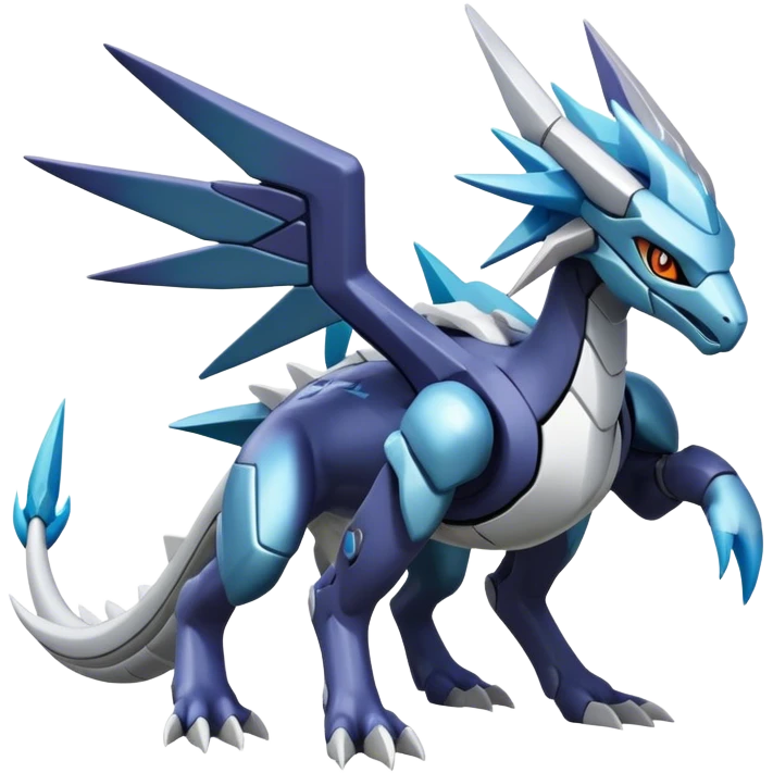 Cyborg-Kyurem-suicune-dialga-hybrid, full body, no wings, wingless emoji