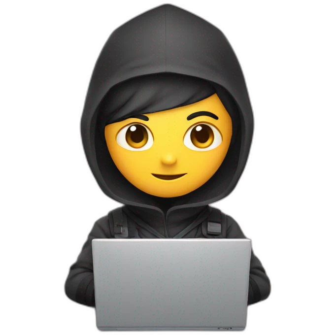 cute ninja Developer with computer emoji
