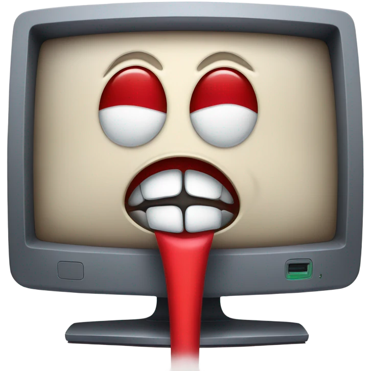 Mac computer with a face and fever sick emoji