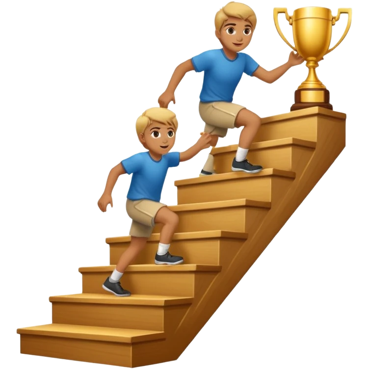 PERSONA SUBIENDO ESCALERA PARA ALCANZAR TROFEO emoji