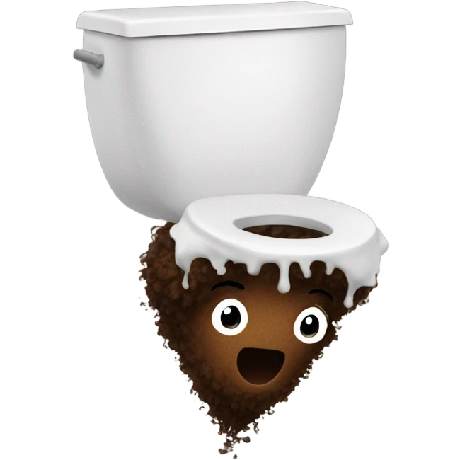 A pile of Poo with Afro hair and 2 legs running away from toilet emoji