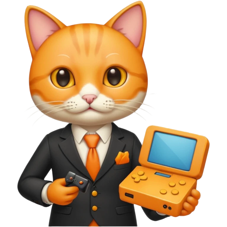 신사콧수염을 단 치즈고양이가 게임기를 들고있다 emoji