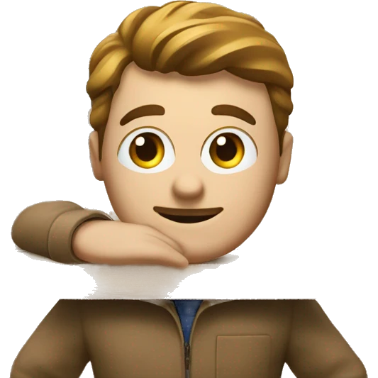 An architect with a drawing of a house on a wooden frame behind him emoji