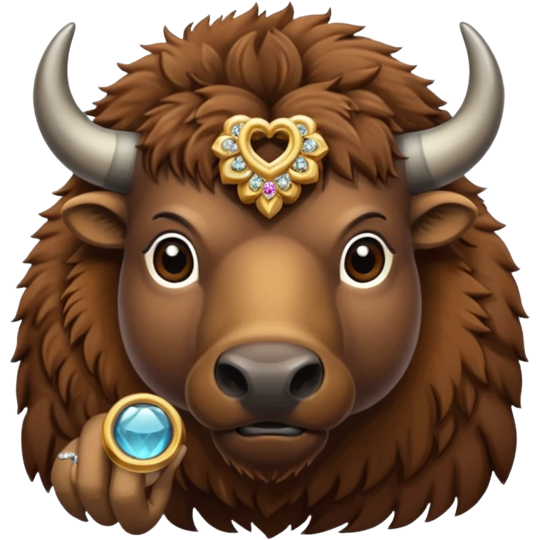 Bison wearing wedding ring emoji