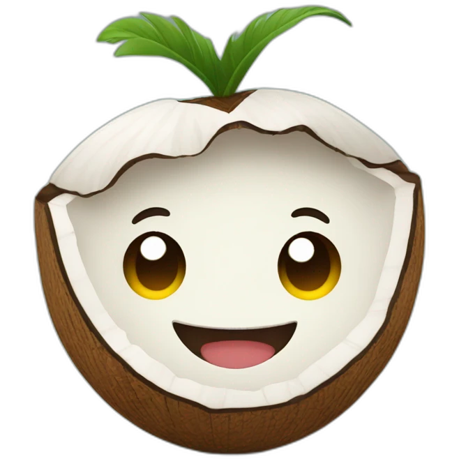happy cute coconut with face emoji