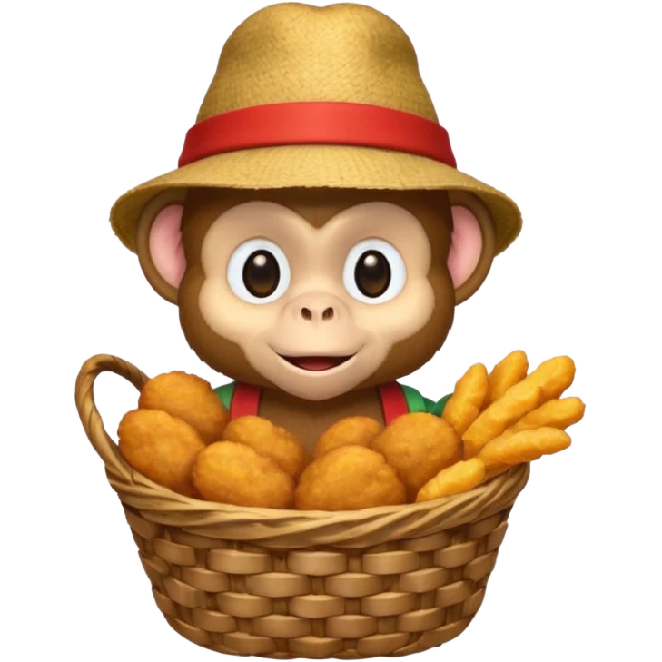 Monkey with a hat and chicken nuggets emoji