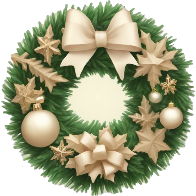 Pastel beige Christmas wreath emoji
