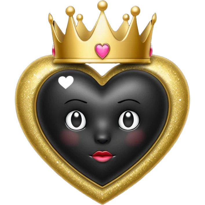 Black Heart and crowns with glitter and the words boss bitch emoji