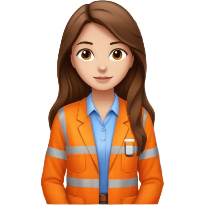 beautiful girl with long brown hair constructing new lounge room emoji
