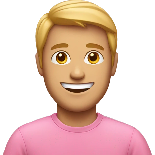 Smiling man in pink sweatshirt emoji