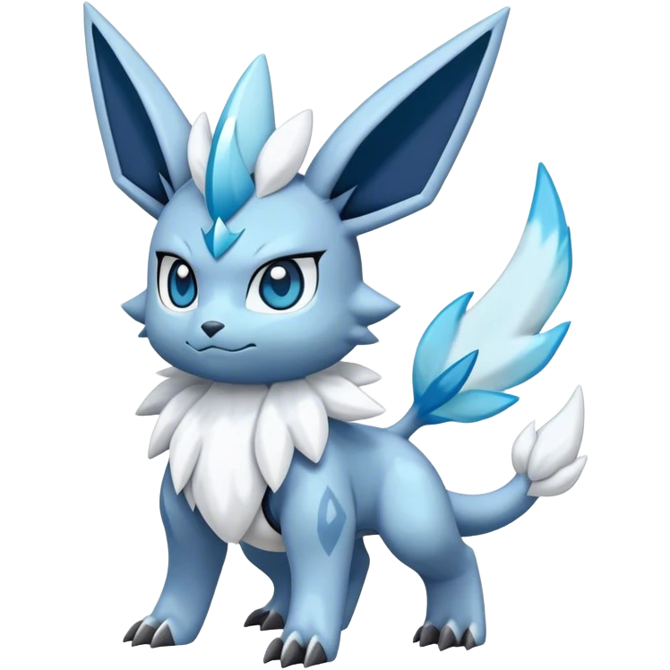 Fluffy cute Kyurem-Glaceon-dialga-hybrid, full body emoji