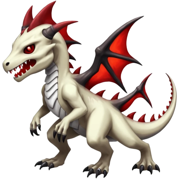 Shiny White Evil Glowing Eldritch Marowak-Salandit-Duskull-Darkdramon-fusion with bloody red markings emoji