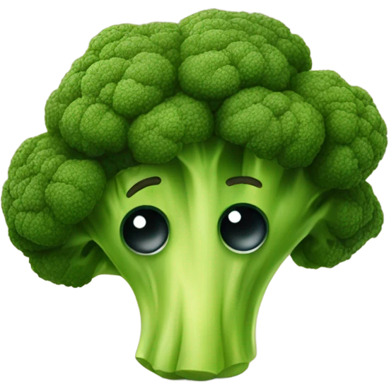 A sad broccoli with downcast eyes and a trembling lip looks upset, as if saying goodbye. emoji