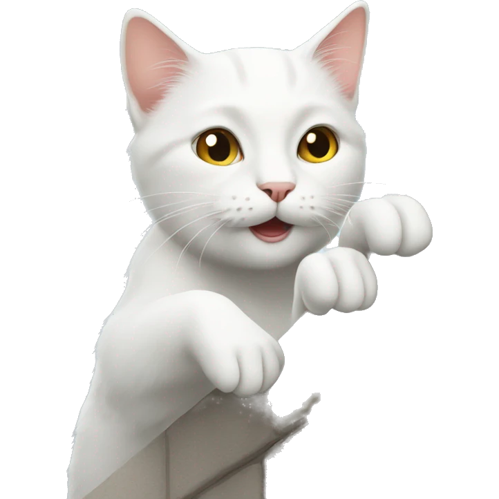 white cat climbing a wall emoji