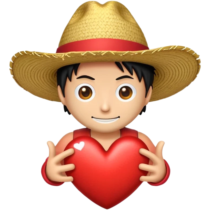 Crea un emoji de un corazón con el sombrero de luffy emoji