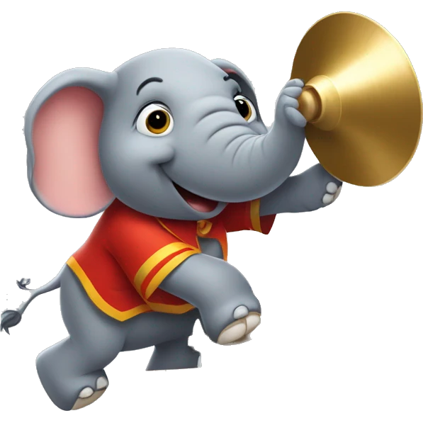 Elephant tripping down stairs carrying cymbals emoji