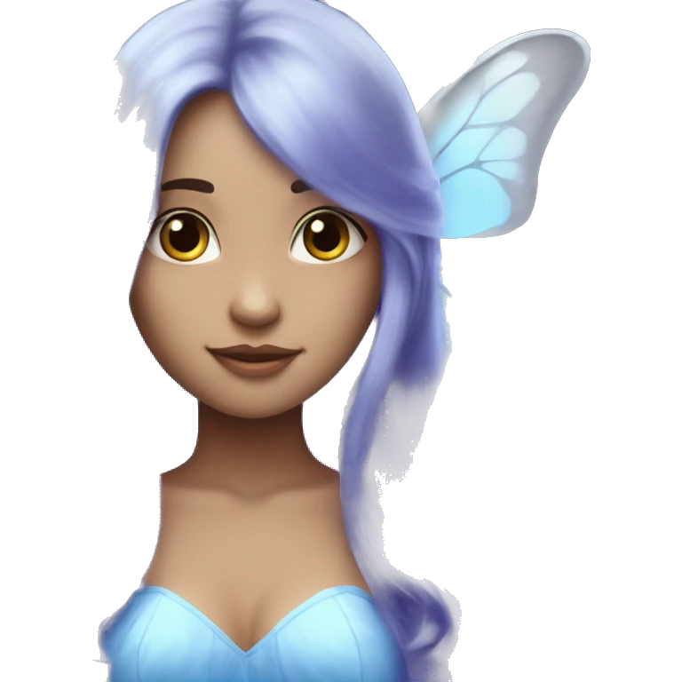 Beautiful, bluebell, fairy, blue, silver, purple, long hair, big butterfly wings emoji