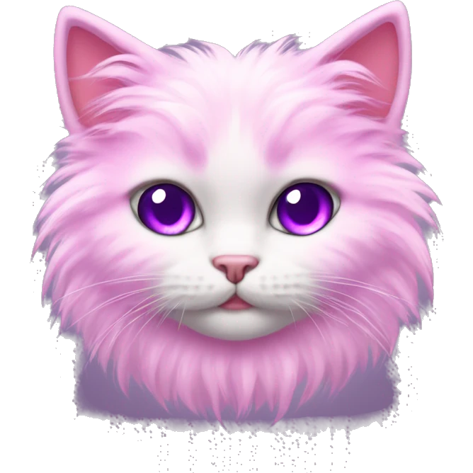 fluffy pink kitten with purple eyes emoji