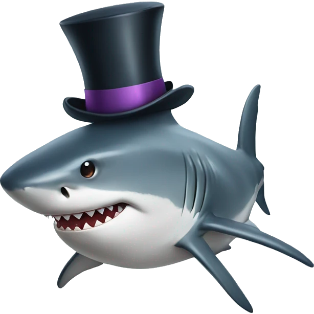 Shark with a top hat emoji