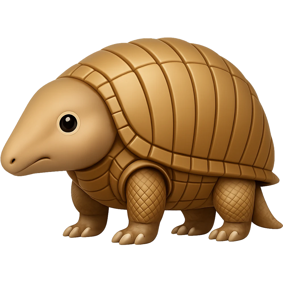 An armadillo in apple emoji style without horns, transparent background, keep the original apple emoji style look. emoji