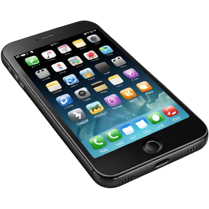 smartphone black with icons on screen in landscape emoji