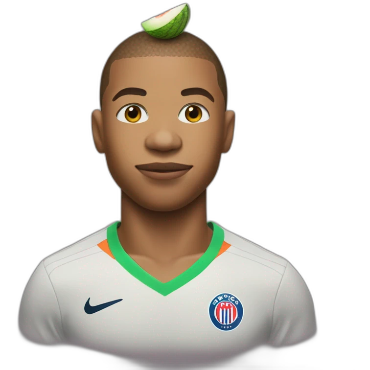 mbappe with a melon head emoji