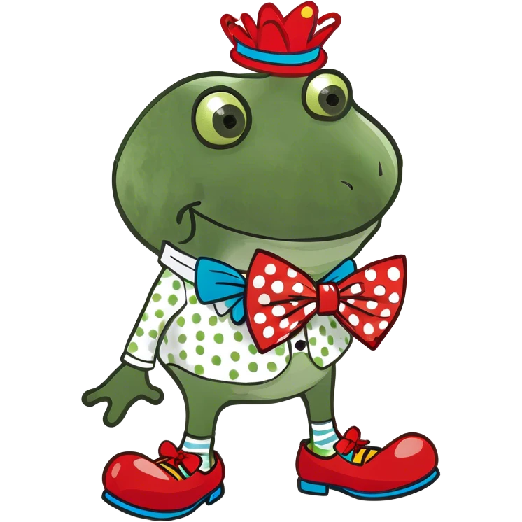 green frog dressed as a clown emoji