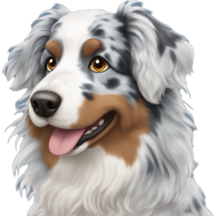Blue Merle Aussie doodle with a brown eye and a blue eye  emoji