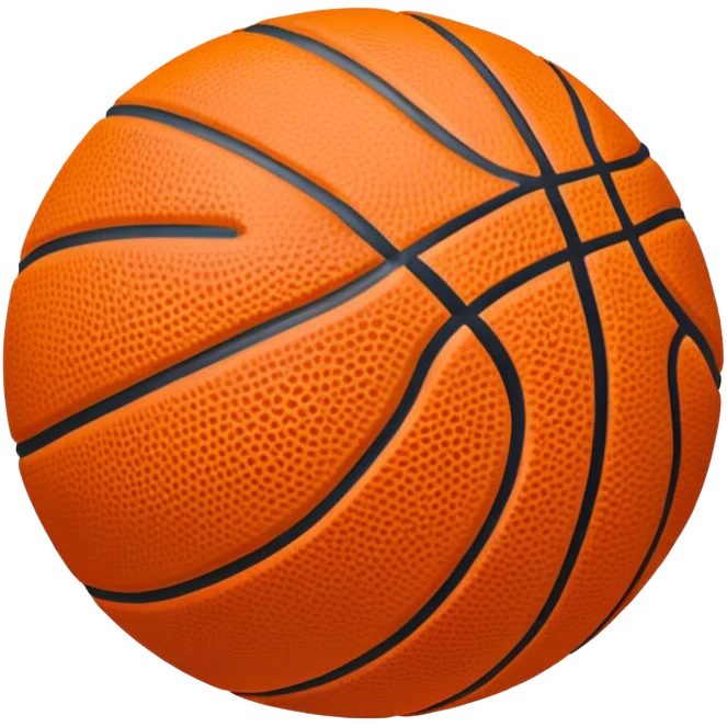 Cinematic Realistic image of a basketball rendered in vivid orange with a pebbled surface texture and crisp stitching details, set against a high-contrast backdrop that highlights its dynamic, sporty essence emoji