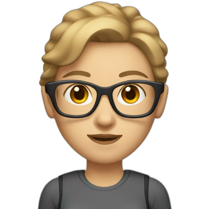 White Sports Girl with short light brown hair glasses  dumbbell emoji
