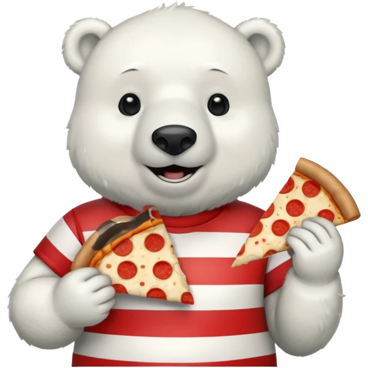 polar bear with pizza wearing red checkered shirt emoji